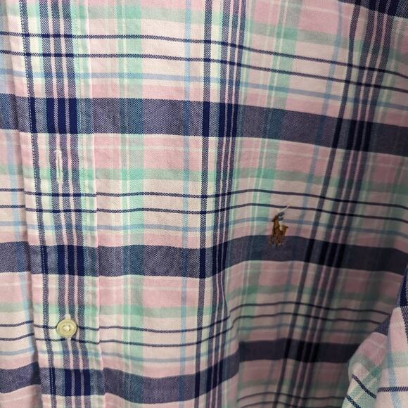 Mens Ralph Lauren Blue Pink Plaid XXL Tall Button Down Shirt Classic Fit - Picture 3 of 4